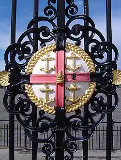 Badge of the Royal Hospital on the Water Gate of the Royal Naval College