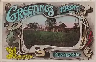 Postcard showing Pentland railway station, 1909