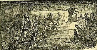 Line drawing by E. Griset included in the book 'The Fians'