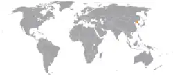 Map indicating locations of Grenada and North Korea