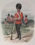Grenadier Guards, 1889. (By 1815 the mitre cap, worn by both grenadiers and fusiliers, had evolved into the bearskin cap.)