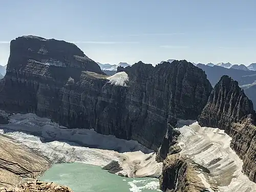 Grinnell Glacier from Upper Grinnell Ridge on August 29, 2021
