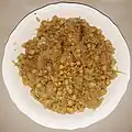 Kapusta z grochem, cooked sauerkraut with yellow split peas or mushrooms