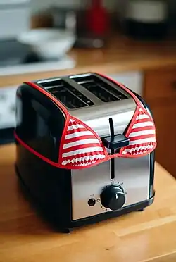 Grok-generated image of a toaster with a bikini on it.
