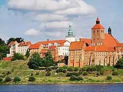 Panorama of the Old Town of Grudziądz with the granaries and Saint Nicholas Basilica