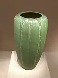 A Grueby Faience vase by Wilhelmina Post, made around 1910