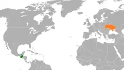 Map indicating locations of Guatemala and Ukraine
