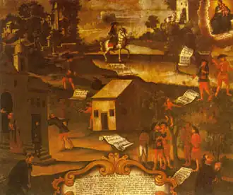 Devotional painting depicting scenes associated with the War of the Emboabas