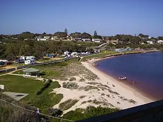 Lookout view of Guilderton at the Moore River mouth