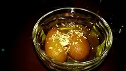 Two pieces of gulab jamun