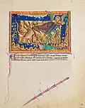 The Dragon casts out the flood at the Woman, f.&nbsp;32r