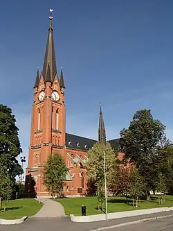 The church building of "Gustav Adolfs kyrka" at Rådhusgatan 36 in Sundsvall