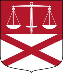 Scales balanced on a sword in the arms of Hörby