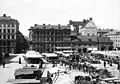 View of Hötorget with the founders name Paul U. Bergström on the wall to the right. Photo: around 1920