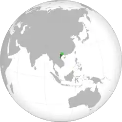 Location of the Hồng Bàng Dynasty. The dark green area represents its core territory, while the light green area marks Nam Cương,[1][2][3] which may have been associated with Văn Lang