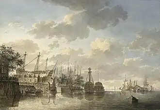 HMS Queen at the King's Dock Woolwich in 1771