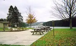 A picnic area at Hills Creek State Park in Charleston Township