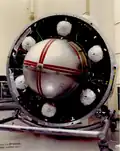 The reaction control system of a KH-9, showing the propellant tanks.