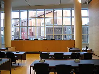 Courtroom in Helsinki District Court, Finland