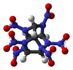 Ball and stick model of hexazaisowurtzitane