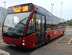 High Peak Buses Optare Versa (second facelift) on skyline 199 at Manchester Airport in October 2025.