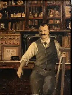 Portrait of Hans Peter Nielsen in his study, 1911