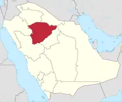 Map of Saudi Arabia with Hail Province highlighted