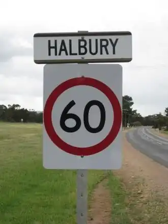 Western entry sign, Halbury