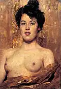 Half-nude woman