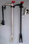 Halligan bars, commonly used by firefighters for gaining entry. When paired with an axe, they are referred to as "the irons"