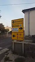 Sign in 2018 showing directions to Haludovo