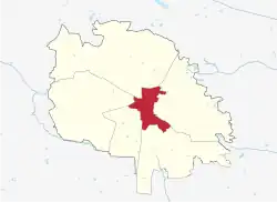Map of Lviv and its districts with Halytskyi highlighted in red