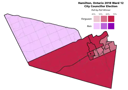 The poll-by-poll results for the Hamilton, Ontario Ward 12 city councillor election in 2018