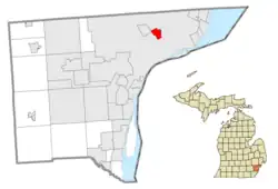 Location in Wayne County and the state of Michigan
