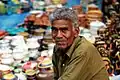 A handicrafts seller at Shilparamam