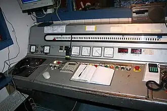 The control board for the driver of the Hangursbanen.