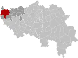 Location of Hannut in the province of Liège