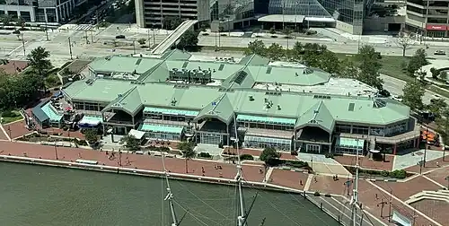 The Light Street Pavilion on August 3, 2024, as viewed from the Baltimore World Trade Center.