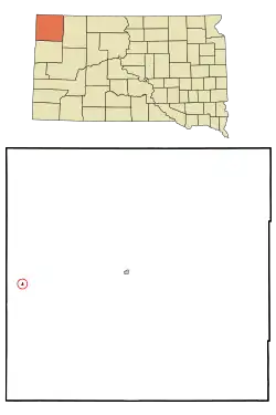 Location in Harding County and the state of South Dakota