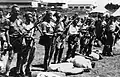 Members of the Harel Brigade preparing to move from Hulda to Jerusalem in April 1948