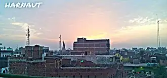 Sunset view of city