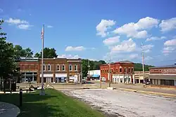 Businesses at the intersection of Main Avenue (Route 5) and Rolla Street (Route 38), August 2021