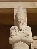 Hatshepsut. Daughter of Thutmose I, she ruled jointly as her stepson Thutmose III's co-regent. She soon took the throne for herself, and declared herself pharaoh. While there were other female rulers and regents before her, she is the only one who used the symbolic beard.