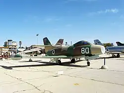 A Dassault Ouragan of 107 Squadron "Lion's Head" at the IAF Museum near Hatzerim Airbase in 2010