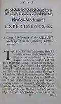 First page of "Physico-Mechanical Experiments on Various Subjects"
