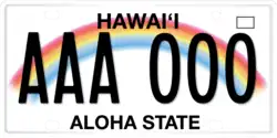 A license plate of Hawaii with the nickname on it