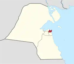 Map of Kuwait with Hawalli highlighted
