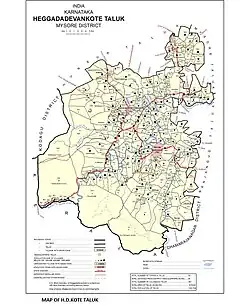 Heggadadevanakote Taluk boundary before creation of Sargur Taluk