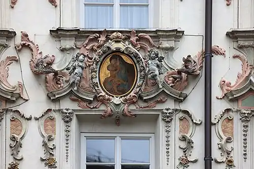Rococo medallion of the Helbling House, Innsbruck, Austria, by Anton Gigl, 1732