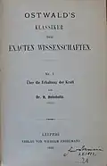 Title page of "Über die Erhaltung der Kraft", no. 1